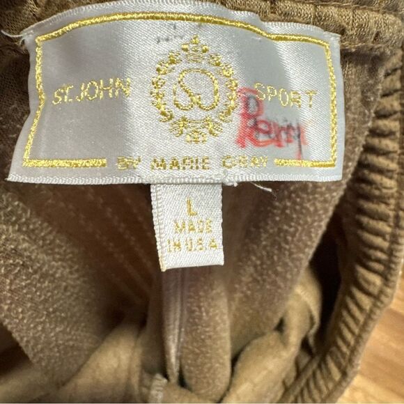 St. John Vintage Tan Brown Jogging Track Suit Set Jacket and Pull on Pants - Picture 15 of 15